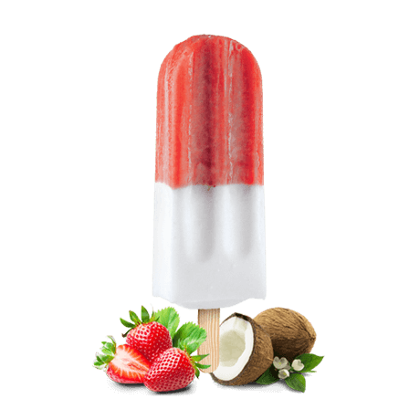 Fruit ice pop, coconut and strawberry flavor